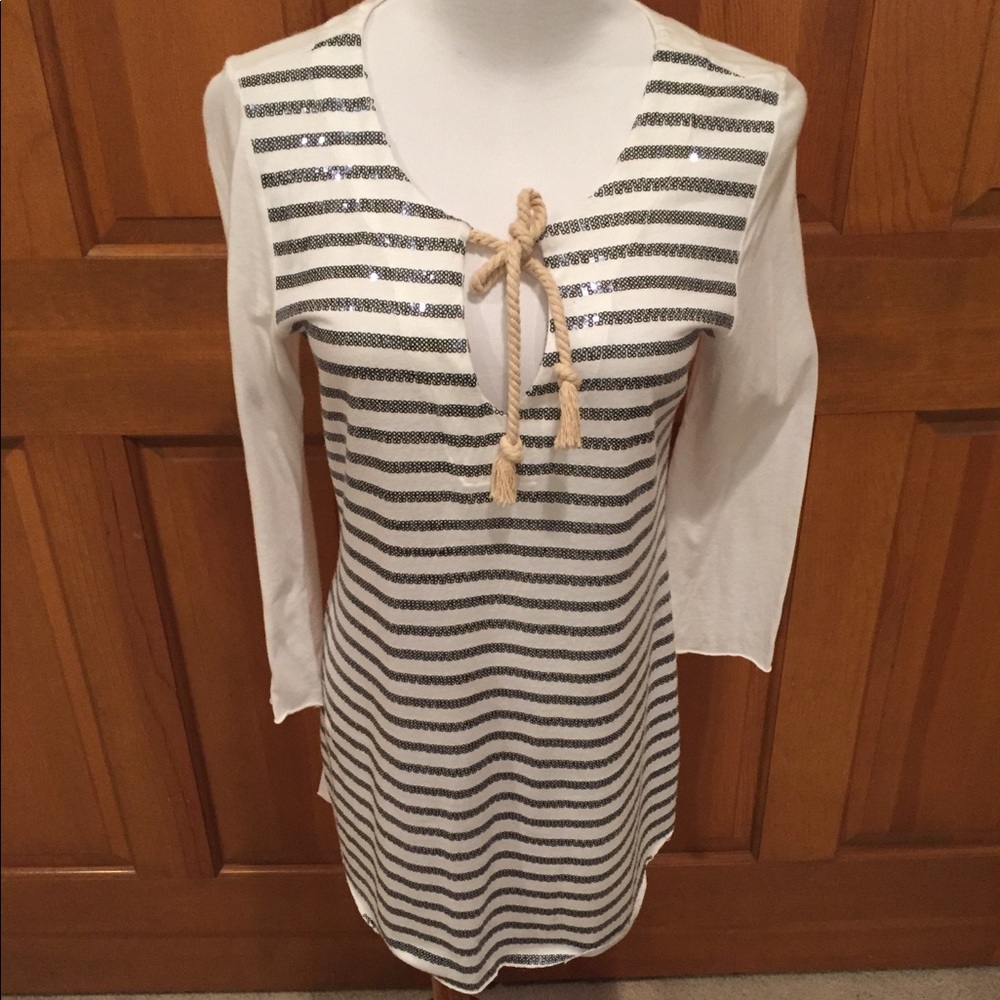 Anthropologie Charlotte Navy/White Striped Tunic
